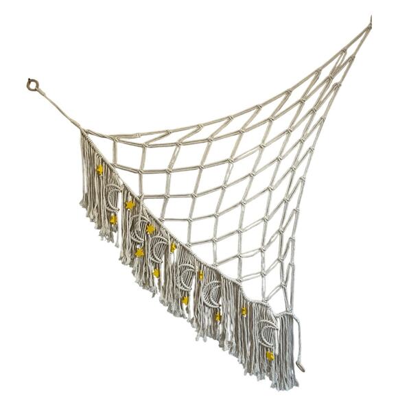 Boho Net Wall Art Tapestry Hammock Moon & Star - Picture 1 of 7